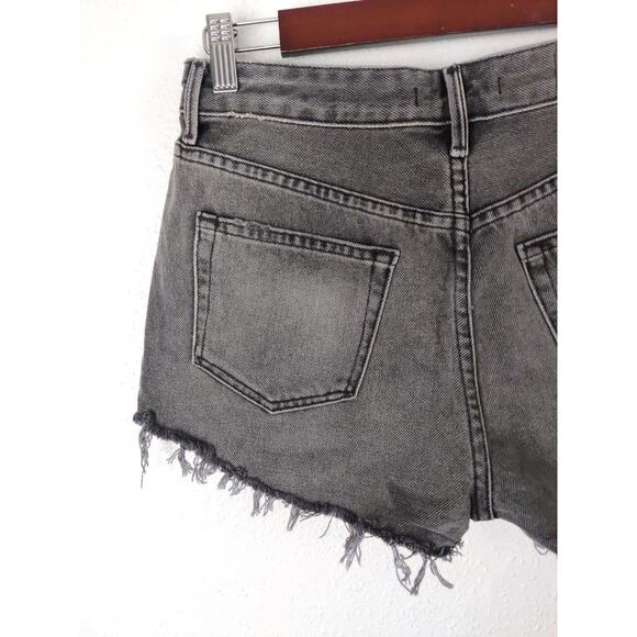 GRLFRND Revolve Cindy Gray Cotton High Waisted Raw Hem Denim Cut Off Shorts 27 - Picture 7 of 10